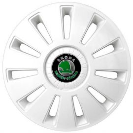 Kenguru Колпаки для колес Rex Skoda белый R16" (Комплект 4 шт.)