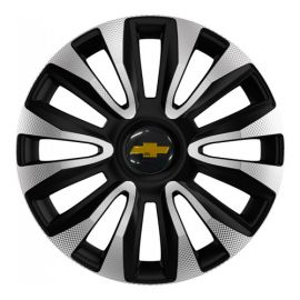4 RACING Avalon Carbon Silver&Black R14 Колпаки для колес с логотипом Chevrolet (Комплект 4 шт.)