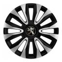 4 RACING Avalon Carbon Silver&Black R15 Колпаки для колес с логотипом Peugeot (Комплект 4 шт.)