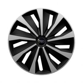 4 RACING Grip Silver&Black R14 Колпаки для колес с логотипом Audi (Комплект 4 шт.)