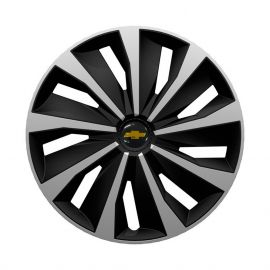 4 RACING Grip Silver&Black R14 Колпаки для колес с логотипом Chevrolet (Комплект 4 шт.)