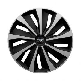 4 RACING Grip Silver&Black R15 Колпаки для колес с логотипом Daewoo (Комплект 4 шт.)