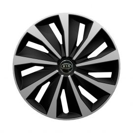 4 RACING Grip Silver&Black R13 Колпаки для колес с логотипом Kia (Комплект 4 шт.)