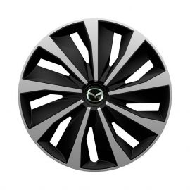 4 RACING Grip Silver&Black R15 Колпаки для колес с логотипом Mazda (Комплект 4 шт.)