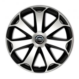 4 RACING Mega Silver&Black R15 Колпаки для колес с логотипом Nissan (Комплект 4 шт.)