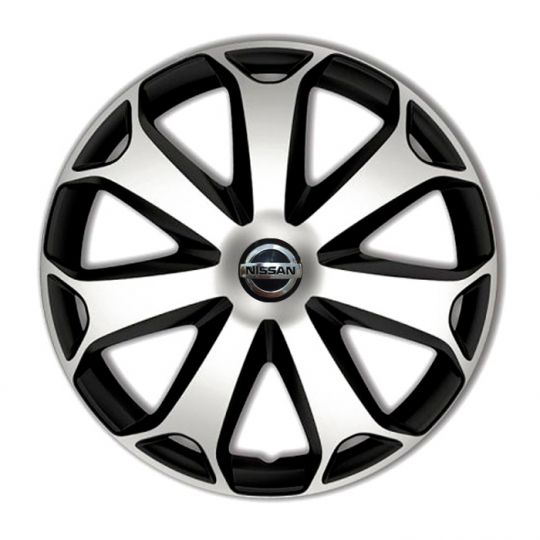 Колпаки 4Racing Mega Silver&Black R16 Nissan (Комплект 4 шт.)