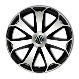 4 RACING Mega Silver&Black R14 Колпаки для колес с логотипом Volkswagen (Комплект 4 шт.)
