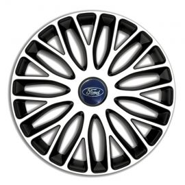 4 RACING Mugello White&Black R13 Колпаки для колес c логотипом Ford (Комплект 4 шт.)