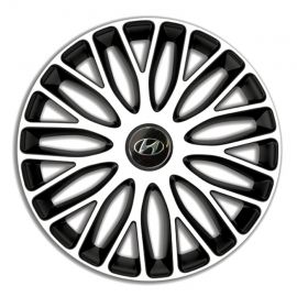 4 RACING Mugello White&Black R13 Колпаки для колес c логотипом Hyundai (Комплект 4 шт.)