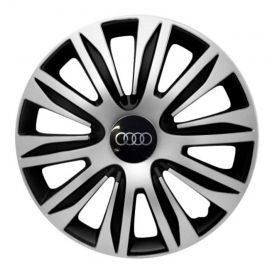 4 RACING Nardo Silver&Black R15 Колпаки для колес с логотипом Audi (Комплект 4 шт.)