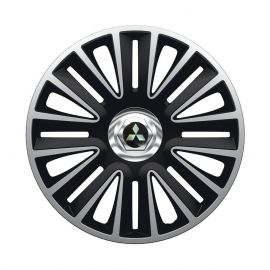 ARGO Quadro Pro Silver&Black R15 Колпаки для колес с логотипом Mitsubishi (Комплект 4 шт.)