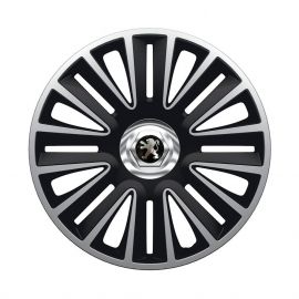 ARGO Quadro Pro Silver&Black R15 Колпаки для колес с логотипом Peugeot (Комплект 4 шт.)