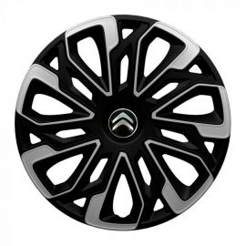 Колпаки 4Racing Estoril Silver&Black R15 Citroen (Комплект 4 шт.)