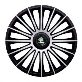 J-TEC Austin Silver&Black R16 Колпаки для колес с логотипом Skoda (Комплект 4 шт.)