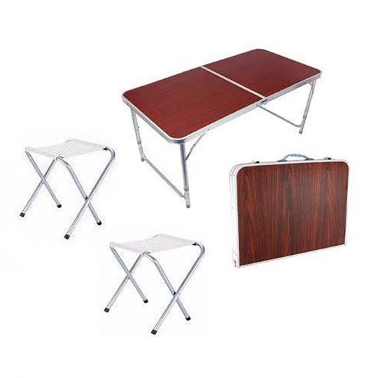 Розкладний алюмінієвий стіл для пікніка + 4 стільці | Складаний стіл-чемодан для кемпінгу, риболовлі, дачі Розкладний алюмінієвий стіл для пікніка + 4 стільці | Складаний стіл-чемодан для кемпінгу, риболовлі, дачі