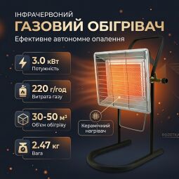 Nurgaz Газовий обігрівач-пальник керамічний інфрачервоний Buyuk Soba NG-310-P (3.0 кВт) для 30–50 м²