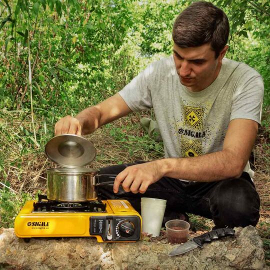 Sigma Плита туристическая (под баллон 450ml/220g + штуцер для шланга)