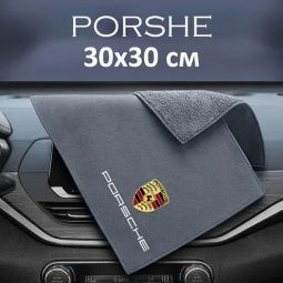 Флісовий рушник для авто з логотипом Porsche 30х30 см Флісовий рушник для авто з логотипом Porsche 30х30 см